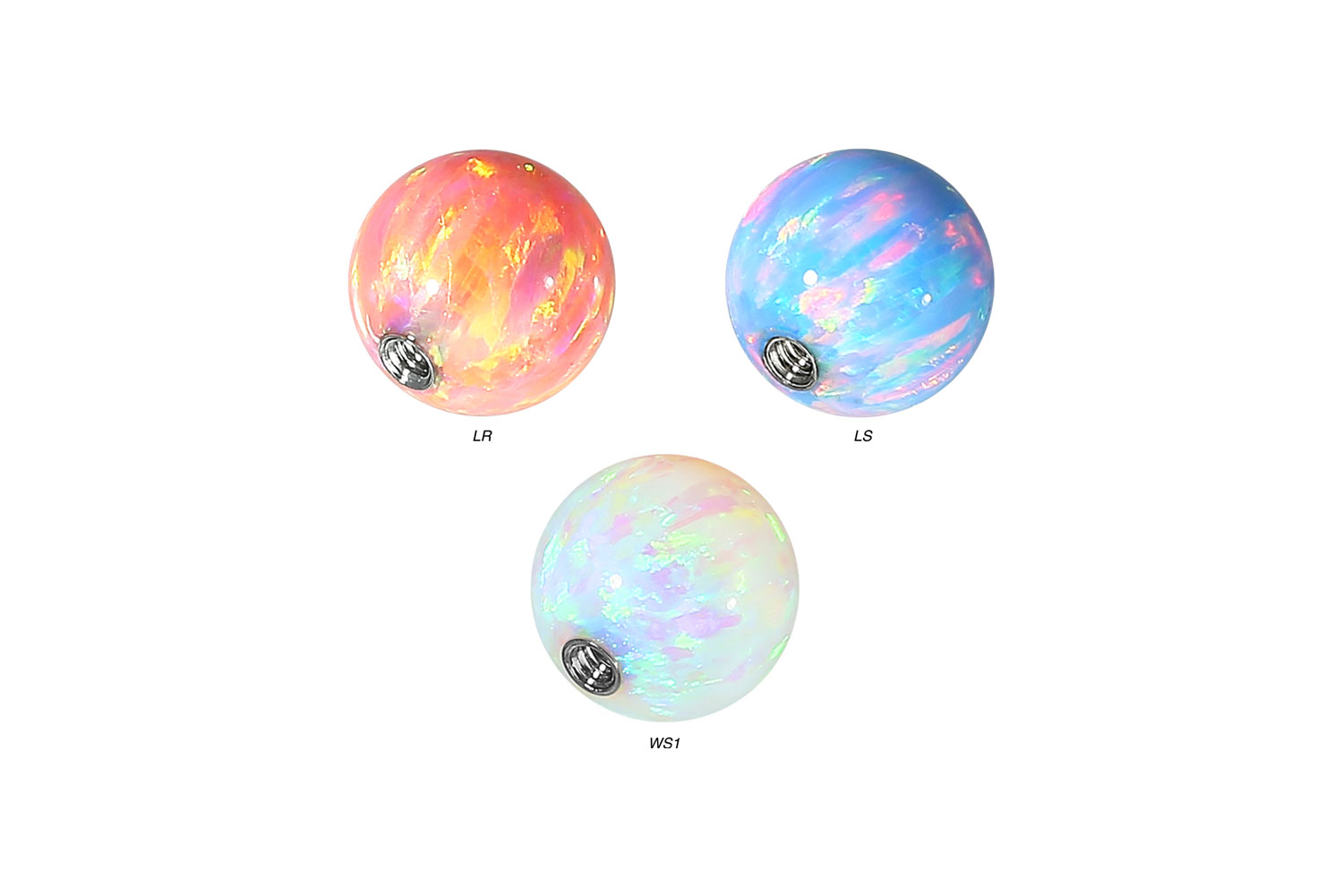 SET Synthetischer Opal Schraubkugel mit Chirurgenstahl-Gewinde von Piercingline